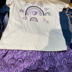 Wonder Nation. Matching Set Tee & Skort Unicorn and Rainbow. Sz 6